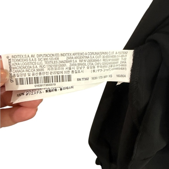 ZARA BASIC Black Tiered Layered Long Sleeve Blouse XS - Picture 7 of 8